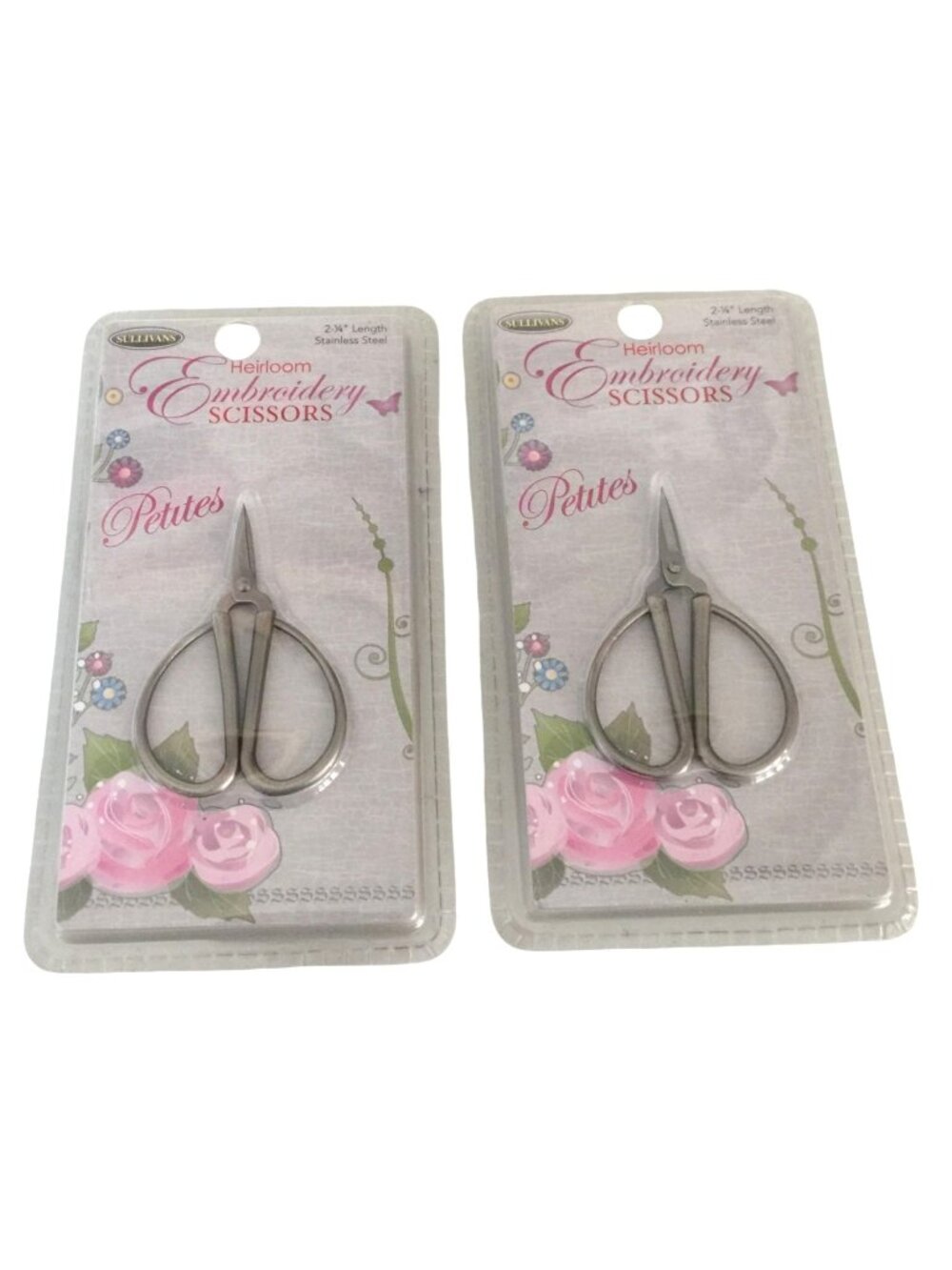 Sullivans Heirloom Petite 2 1/4" Stainless Steel Embroidery Scissors Silver Set
